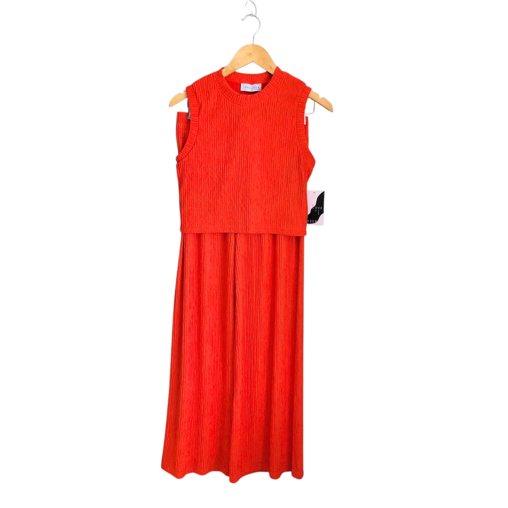 Elegant Sleeveless Red Pants Set